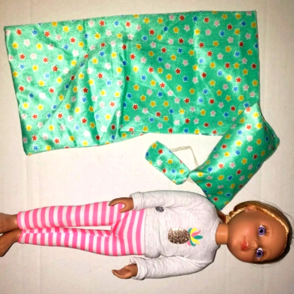:* Lot of glitter girls doll & sleeping bag set 14" doll blonde hair purple eyes